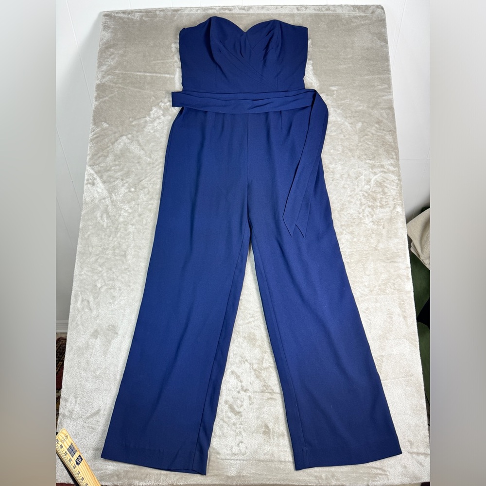 NWT Lilly Pulitzer Size 12 Strapless Jumpsuit Wide Leg Kylo Navy Crepe Corset - Picture 2 of 12